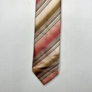 Kenneth Cole Men’s Neck Tie 4” Silk Handmade Pink & Beige Stripes Necktie